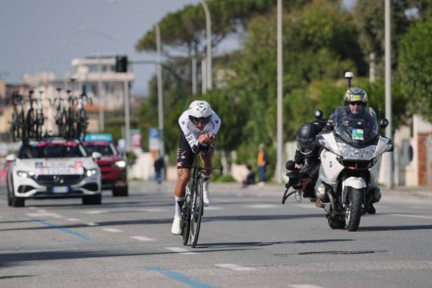 Del Toro Romero Isaac Of Uae Team Emirates Xrg during Stage 1, an individual time trial, of the Tirreno-Adriatico cycling race in Lido di Camaiore. The 11.5-kilometer stage starts and finishes in Lido di Camaiore- Italy - Monday, March 9, 2026. - cycling .  Copyright: xMartcoxAlpozzi LaPressex