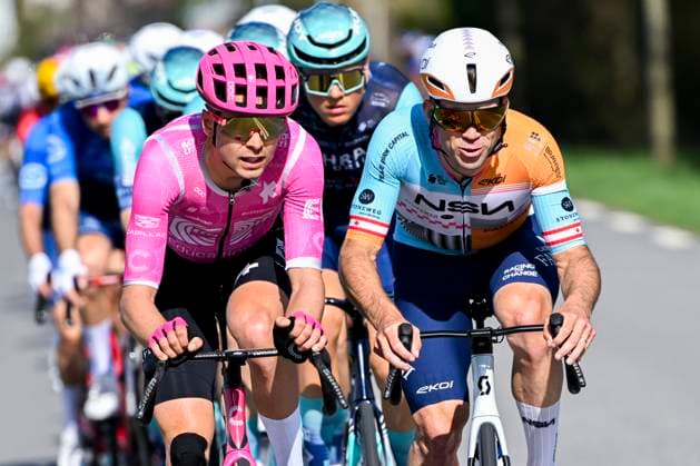 Paris Nice 2026 Stage 2 MONTARGIS, FRANCE - MARCH 09 : Boivin Guillaume (CAN) of NSN Cycling Team and Baudin Alex (FRA) of EF Education - Easypost leading the peloton during stage 2 of the 84th edition of Paris - Nice an UCI World Tour 2.UWT cycling road race stage for Men Elite of 187 km with start in Epone and finish in Montargis on March 9, 2026 in Montargis, France, 09 03 2026 ( Motordriver Guy De Vuyst - Montargis France  Copyright: xNicoxVereeckenx