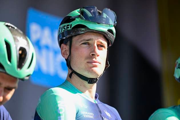 Paris Nice 2026 Stage 2 MONTARGIS, FRANCE - MARCH 09 : Prodhomme Nicolas (FRA) of Decathlon CMA CGM Team on stage before the start of the race during stage 2 of the 84th edition of Paris - Nice an UCI World Tour 2.UWT cycling road race stage for Men Elite of 187 km with start in Epone and finish in Montargis on March 9, 2026 in Montargis, France, 09 03 2026 ( Motordriver Guy De Vuyst - Montargis France  Copyright: xNicoxVereeckenx