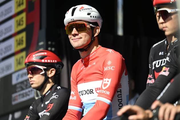 Paris Nice 2026 Stage 2 MONTARGIS, FRANCE - MARCH 09 : Kluckers Arthur (LUX) of Tudor Pro Cycling Team on stage before the start of the race during stage 2 of the 84th edition of Paris - Nice an UCI World Tour 2.UWT cycling road race stage for Men Elite of 187 km with start in Epone and finish in Montargis on March 9, 2026 in Montargis, France, 09 03 2026 ( Motordriver Guy De Vuyst - Montargis France  Copyright: xNicoxVereeckenx