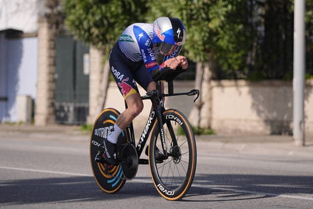 Hindley Jai Of Red Bull - Bora - Hansgrohe during Stage 1, an individual time trial, of the Tirreno-Adriatico cycling race in Lido di Camaiore. The 11.5-kilometer stage starts and finishes in Lido di Camaiore- Italy - Monday, March 9, 2026. - cycling .  Copyright: xMartcoxAlpozzi LaPressex