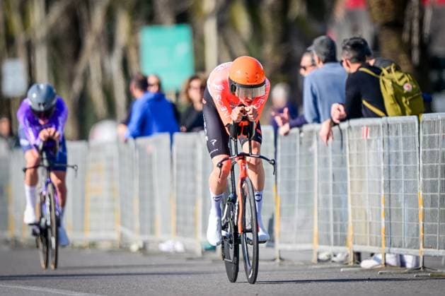 Dutch Thymen Arensman of INEOS Grenadiers pictured in action during the first stage of the Tirreno-Adriatico cycling race, a 11,5km individual time trial in Lido di Camaiore, Italy, Monday 09 March 2026. DIRKxWAEM  x166963910x