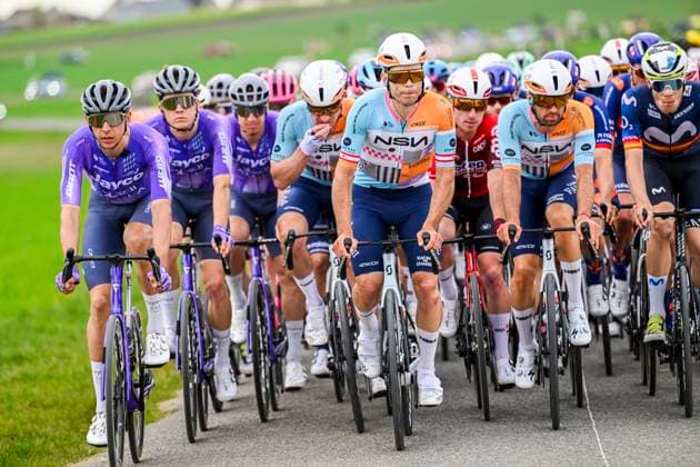 Paris Nice 2026 Stage 2 MONTARGIS, FRANCE - MARCH 09 : Boivin Guillaume (CAN) of NSN Cycling Team, Team Jayco AlUla in the peloton during stage 2 of the 84th edition of Paris - Nice an UCI World Tour 2.UWT cycling road race stage for Men Elite of 187 km with start in Epone and finish in Montargis on March 9, 2026 in Montargis, France, 09 03 2026 ( Motordriver Guy De Vuyst - Montargis France  Copyright: xNicoxVereeckenx