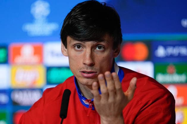March 9, 2026, Madrid, Madrid, Spain: Robin Le Normand of Atletico de Madrid attends his press conference, PK, Pressekonferenz during the training day of Atletico de Madrid ahead the UEFA Champions League 2025 26 match against Tottenham Hotspur at Riyadh Air Metropolitano on March 09, 2026, in Madrid, Spain. Atletico De Madrid Training Session And Press Conference - UEFA Champions League 2025 26  - ZUMAa181 20260309_zaa_a181_071 Copyright: xDennisxAgyemanx