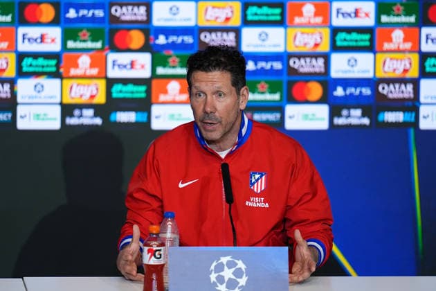 March 9, 2026, Madrid, Madrid, Spain: Diego Pablo Simeone, head coach of Atletico de Madrid, attends his press conference, PK, Pressekonferenz during the training day of Atletico de Madrid ahead the UEFA Champions League 2025 26 match against Tottenham Hotspur at Riyadh Air Metropolitano on March 09, 2026, in Madrid, Spain. Atletico De Madrid Training Session And Press Conference - UEFA Champions League 2025 26  - ZUMAa181 20260309_zaa_a181_079 Copyright: xDennisxAgyemanx