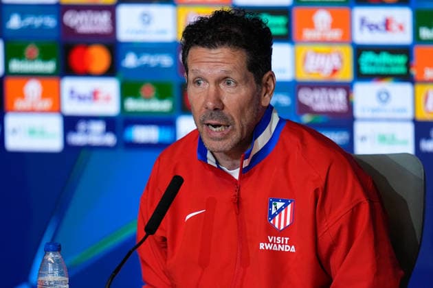 March 9, 2026, Madrid, Madrid, Spain: Diego Pablo Simeone, head coach of Atletico de Madrid, attends his press conference, PK, Pressekonferenz during the training day of Atletico de Madrid ahead the UEFA Champions League 2025 26 match against Tottenham Hotspur at Riyadh Air Metropolitano on March 09, 2026, in Madrid, Spain. Madrid Spain - ZUMAa181 20260309_zaa_a181_089 Copyright: xDennisxAgyemanx