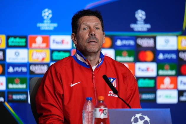 March 9, 2026, Madrid, Madrid, Spain: Diego Pablo Simeone, head coach of Atletico de Madrid, attends his press conference, PK, Pressekonferenz during the training day of Atletico de Madrid ahead the UEFA Champions League 2025 26 match against Tottenham Hotspur at Riyadh Air Metropolitano on March 09, 2026, in Madrid, Spain. Atletico De Madrid Training Session And Press Conference - UEFA Champions League 2025 26  - ZUMAa181 20260309_zaa_a181_084 Copyright: xDennisxAgyemanx