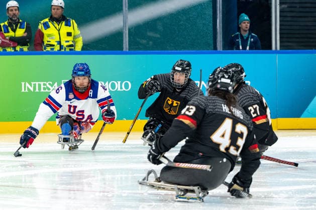 Para Ice hockey, Eishockey - Millano Cortina 2026 Winter Paralympics: Day 3 - GER-USA Para Ice Hockey - Milano Cortina 2026 Winter Paralympics: Day 3 MILANO SANTAGIULIA ICE HOCKEY ARENA MILANO, ITALY - MARCH 9: Preliminary Round - Group A Germany - United States Impressions of Team Para Ice Hockey Germany playing Team USA at March 9 at the Milano Cortina 2026 Winter Paralympics Para Ice Hockey Tournament in the Milano Santagiulia Ice Hockey Arena at day 3. (Photo by RALF KUCKUCK) Copyright 2026 Ralf Kuckuck