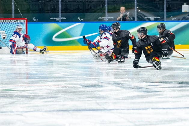Para Ice hockey, Eishockey - Millano Cortina 2026 Winter Paralympics: Day 3 - GER-USA Para Ice Hockey - Milano Cortina 2026 Winter Paralympics: Day 3 MILANO SANTAGIULIA ICE HOCKEY ARENA MILANO, ITALY - MARCH 9: Preliminary Round - Group A Germany - United States Impressions of Team Para Ice Hockey Germany playing Team USA at March 9 at the Milano Cortina 2026 Winter Paralympics Para Ice Hockey Tournament in the Milano Santagiulia Ice Hockey Arena at day 3. (Photo by RALF KUCKUCK) Copyright 2026 Ralf Kuckuck