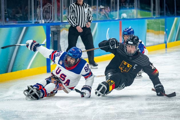 Para Ice hockey, Eishockey - Millano Cortina 2026 Winter Paralympics: Day 3 - GER-USA Para Ice Hockey - Milano Cortina 2026 Winter Paralympics: Day 3 MILANO SANTAGIULIA ICE HOCKEY ARENA MILANO, ITALY - MARCH 9: Preliminary Round - Group A Germany - United States Impressions of Team Para Ice Hockey Germany playing Team USA at March 9 at the Milano Cortina 2026 Winter Paralympics Para Ice Hockey Tournament in the Milano Santagiulia Ice Hockey Arena at day 3. (Photo by RALF KUCKUCK) Copyright 2026 Ralf Kuckuck