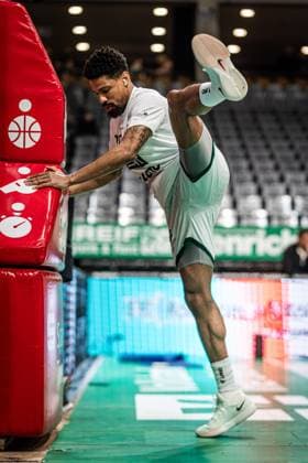 Urald King Gladiators Trier during warm-up, Vet Concept Gladiators Trier vs MLP Academics Heidelberg, Basketball, easyCredit BBL, Matchday 23, Season 2025 2026, 09 03 2026 Vet Concept Gladiators Trier vs MLP Academics Heidelberg, Basketball, easyCredit BBL, Matchday 23, Season 2025 2026, 09 03 2026 Copyright: xEibner-Pressefoto AlexanderxNeisx EP_ANS
