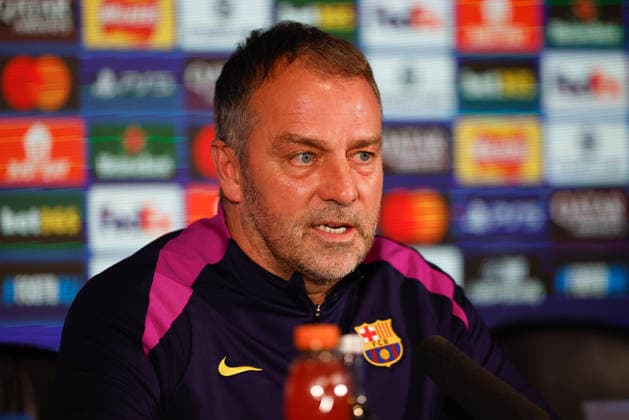 Newcastle United Barcelona Press and Training Hansi Flick Manager of Barcelona press conference, PK, Pressekonferenz during the Newcastle United Barcelona training session press conference at Newcastle United Training Centre, Benton, UK on 9 March 2026. Benton Newcastle United Training Centre Tyne and Wear UK Editorial use only , Copyright: xCraigxCowanx PSI-23866-0093
