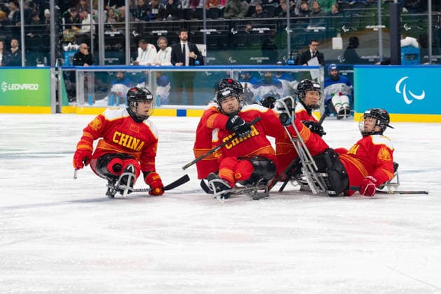March 9, 2026, Milan, Lombardy, Italy: Para Ice hockey, Eishockey match between China and Italy Preliminary Round - Group A (ITA-CHN) during the Milano Cortina 2026 Winter Paralympics: Day 3 at the Milano Santagiulia Ice Hockey Arena. China defeat Italy 11-1. Milan Italy - ZUMAk331 20260309_oly_k331_367 Copyright: xRalfxKuckuckx