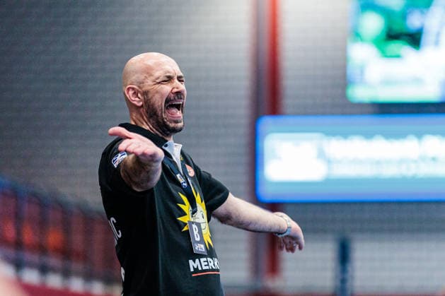 Davor Dominikovic TuS N Luebbecke, Coach aergert sich auf GER, TuS N Luebbecke vs HC Elbflorenz 2006, Handball, 2 Bundesliga, Matchday 23, Season 2025 2026, 09 03 2026 GER, TuS N Luebbecke vs HC Elbflorenz 2006, Handball, 2 Bundesliga, Matchday 23, Season 2025 2026, 09 03 2026 Luebbecke Copyright: xEibner-Pressefoto JanxRollingerx EP_JSK