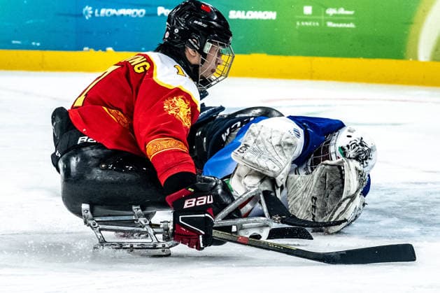 March 9, 2026, Milan, Lombardy, Italy: Para Ice hockey, Eishockey match between China and Italy Preliminary Round - Group A (ITA-CHN) during the Milano Cortina 2026 Winter Paralympics: Day 3 at the Milano Santagiulia Ice Hockey Arena. China defeat Italy 11-1. Paralympic 2026: Milano Cortina: Para Ice Hockey: China 11:1 Italy  - ZUMAk331 20260309_oly_k331_388 Copyright: xRalfxKuckuckx
