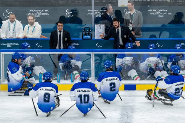 March 9, 2026, Milan, Lombardy, Italy: Para Ice hockey, Eishockey match between China and Italy Preliminary Round - Group A (ITA-CHN) during the Milano Cortina 2026 Winter Paralympics: Day 3 at the Milano Santagiulia Ice Hockey Arena. China defeat Italy 11-1. Milan Italy - ZUMAk331 20260309_oly_k331_374 Copyright: xRalfxKuckuckx
