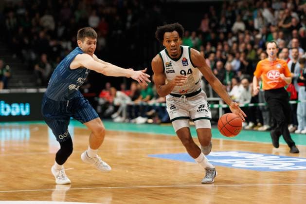 George King Gladiators Trier in a duel with Dusan Neskovic MLP Academics Heidelberg , Vet Concept Gladiators Trier vs MLP Academics Heidelberg, Basketball, easyCredit BBL, Matchday 23, Season 2025 2026, 09 03 2026 Vet Concept Gladiators Trier vs MLP Academics Heidelberg, Basketball, easyCredit BBL, Matchday 23, Season 2025 2026, 09 03 2026 Copyright: xEibner-Pressefoto AlexanderxNeisx EP_ANS