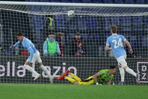 CALCIO - Serie A - SS Lazio vs US Sassuolo Rome, Italy - March 9, 2026: Daniele Maldini of Lazio score the goal and celebrate with the teammates during the Serie A Enilive 2025-2026 football match between S.S. Lazio vs U.S. Sassuolo at Olympic Stadium. Rome Italy  Copyright: xIPAxSport ABACAx