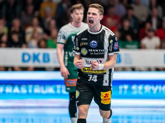 Vincent Buechner ThSV Eisenach, 74 cheers loudly, Frisch Auf Goeppingen vs ThSV Eisenach, Handball, 1 Bundesliga, Men, Season 2025 2026, 09 03 2026, Frisch Auf Goeppingen vs ThSV Eisenach, Handball, 1 Bundesliga, Men, Season 2025 2026, 09 03 2026 Goeppingen Copyright: xEibner-Pressefoto MichaelxSchmidx EP_MST