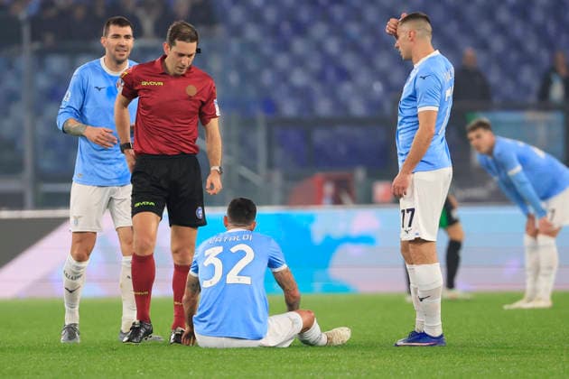 9th March 2026, Stadio Olimpico, Rome, Italy; Italian Serie A Football; Lazio versus Sassuolo; Danilo Cataldi of SS Lazio injured  EmanuelexPennacchio