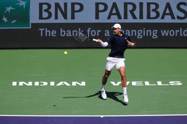 March 9, 2026: Novak Djokovic (SRB) in action against Aleksandar Kovacevic (USA) during their third round match at the BNP Paribas Open on March 9, 2026, held at the Indian Wells Tennis Garden in Indian Wells, California. Indian Wells USA - ZUMAc04_ 20260309_zma_c04_082 Copyright: xMalxTaamx