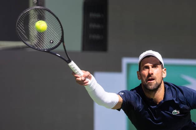 March 9, 2026: Novak Djokovic (SRB) in action against Aleksandar Kovacevic (USA) during their third round match at the BNP Paribas Open on March 9, 2026, held at the Indian Wells Tennis Garden in Indian Wells, California. Tennis 2026: BNP Paribas Open, March 9, 2026  - ZUMAc04_ 20260309_zma_c04_080 Copyright: xMalxTaamx