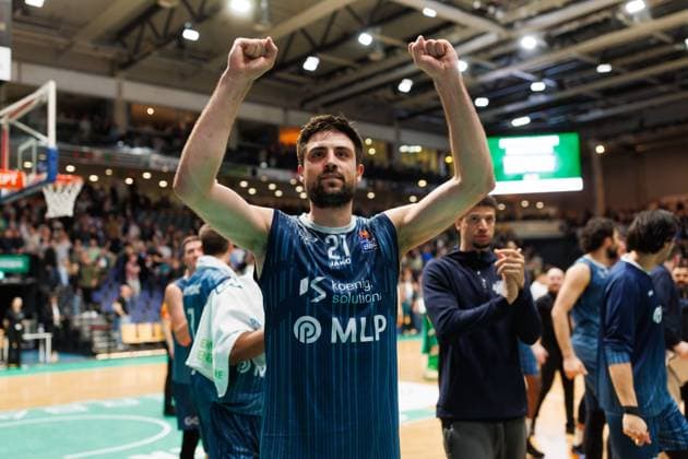 Mateo Seric MLP Academics Heidelberg celebrates the sSeg, Vet Concept Gladiators Trier vs MLP Academics Heidelberg, Basketball, easyCredit BBL, Matchday 23, Season 2025 2026, 09 03 2026 Vet Concept Gladiators Trier vs MLP Academics Heidelberg, Basketball, easyCredit BBL, Matchday 23, Season 2025 2026, 09 03 2026 Copyright: xEibner-Pressefoto AlexanderxNeisx EP_ANS