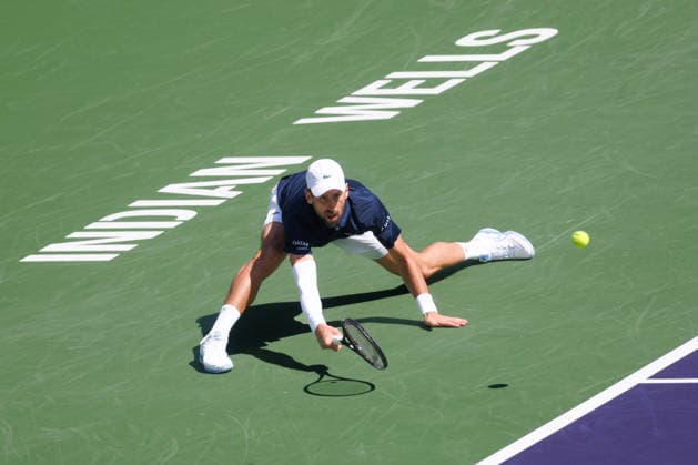 Tennis 2026: BNP Paribas Open, March 9, 2026 March 9, 2026: Novak Djokovic (SRB) in action against Aleksandar Kovacevic (USA) during their third round match at the BNP Paribas Open on March 9, 2026, held at the Indian Wells Tennis Garden in Indian Wells, California. (Credit Image: Mal Taam Cal Media) Indian Wells California USA EDITORIAL USE ONLY Copyright: xx ZUMA-20260309_zma_c04_083.jpg MalxTaamx csmphotothree478880