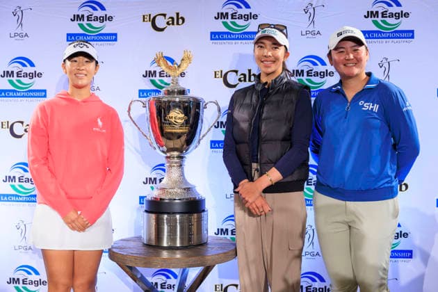 March 9, 2026, Tarzana, California, USA: (L-R) Andrea Lee, Alison Lee and Allisen Corpuz during the 2026 JM Eagle LA Championship Media Day on Monday March 9, 2026 at El Caballero Country Club in Tarzana, California. ARIANA RUIZ PI Tarzana USA - ZUMAp124 20260309_zaa_p124_003 Copyright: xArianaxRuizx