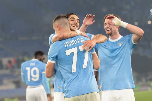 9th March 2026, Stadio Olimpico, Rome, Italy; Italian Serie A Football; Lazio versus Sassuolo; Adam Marusic of SS Lazio celebrates after scoring goal in the 92th minute for 2-1  EmanuelexPennacchio Content restricted for UK based newspaper