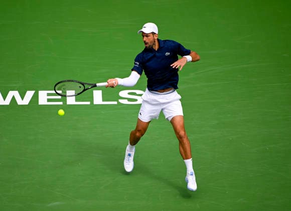 March 09, 2026 Novak Djokovic (SRB) returns a shot against Aleksandar Kovacevic during their second round match at the BNP Paribas Open held at the Indian Wells Tennis Garden in Indian Wells, California. California. Mandatory Photo Credit : CSM Tennis 2026: BNP Paribas Open MAR 09  - ZUMAc04_ 20260309_zma_c04_146 Copyright: xCharlesxBausx