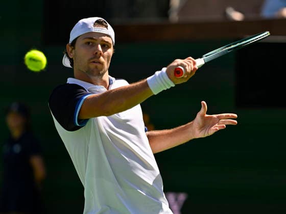 Tennis 2026: BNP Paribas Open MAR 09 March 09, 2026 Aleksandar Kovacevic returns a shot against Novak Djokovic (SRB) during their second round match at the BNP Paribas Open held at the Indian Wells Tennis Garden in Indian Wells, California. California. Mandatory Photo Credit : Charles Baus CSM (Credit Image: Â Charles Baus Cal Media) Indian Wells Ca United States of America EDITORIAL USE ONLY Copyright: xx ZUMA-20260309_zma_c04_119.jpg CharlesxBausx csmphotothree478909