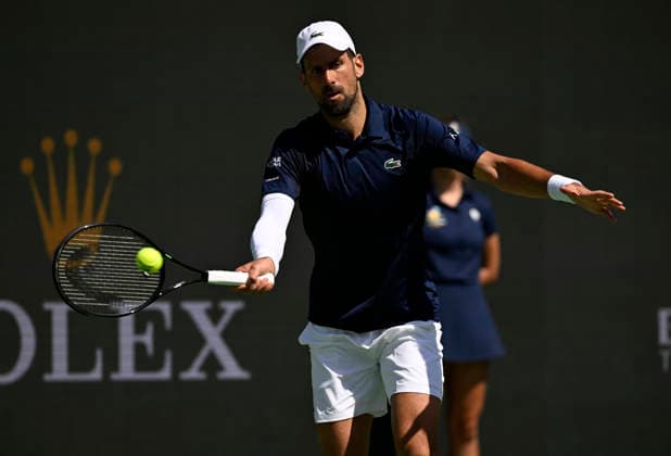 March 09, 2026 Novak Djokovic (SRB) returns a shot against Aleksandar Kovacevic during their second round match at the BNP Paribas Open held at the Indian Wells Tennis Garden in Indian Wells, California. California. Mandatory Photo Credit : CSM Indian Wells United States of America - ZUMAc04_ 20260309_zma_c04_157 Copyright: xCharlesxBausx