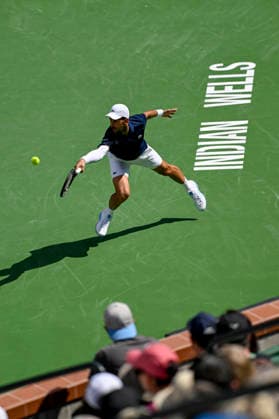 March 09, 2026 Novak Djokovic (SRB) returns a shot against Aleksandar Kovacevic during their second round match at the BNP Paribas Open held at the Indian Wells Tennis Garden in Indian Wells, California. California. Mandatory Photo Credit : CSM Tennis 2026: BNP Paribas Open MAR 09  - ZUMAc04_ 20260309_zma_c04_160 Copyright: xCharlesxBausx