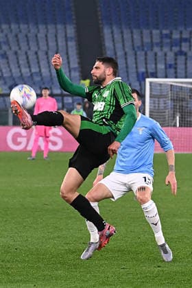 Soccer, serie A Enilive match, SS Lazio v Sassuolo Domenico Berardi of Sassuolo,Alessio Romagnoli of SS Lazio during the serie A Enilive match between SS Lazio v Sassuolo at olimpico stadium in Rome,March 09th, 2026 Imago-Images Emmefoto Copyright: xImago-Images Emmefotox
