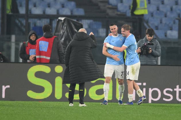 CALCIO - Serie A - SS Lazio vs US Sassuolo Adam Marusic of SS Lazio celebrates after scoring goal in the 92th minute for 2-1 during the match of 28th day of the Serie A Championship between S.S.Lazio and U.S.Sassuolo at the Olimpico Stadium on Mar 9, 2026 in Rome, Italy. during SS Lazio vs US Sassuolo, Italian soccer Serie A match in Rome, Italy, March 09 2026 Rome Italy  Copyright: xIPAxSport ABACAx