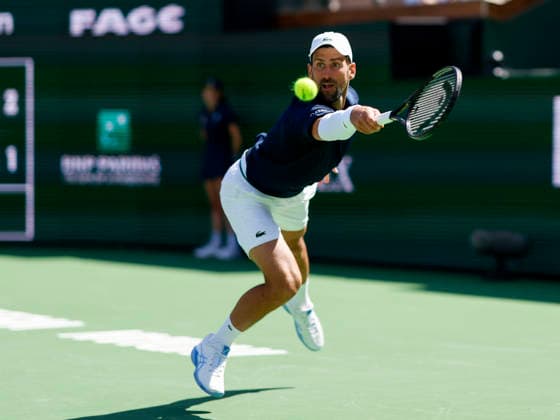March 09, 2026 Novak Djokovic (SRB) returns a shot against Aleksandar Kovacevic during their third round match at the BNP Paribas Open held at the Indian Wells Tennis Garden in Indian Wells, California. California. Mandatory Photo Credit : CSM Tennis 2026: BNP Paribas Open MAR 09  - ZUMAc04_ 20260309_zma_c04_245 Copyright: xCharlesxBausx