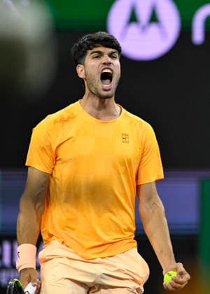 Tennis 2026: BNP Paribas Open MAR 09 March 09, 2026 Carlos Alcaraz (ESP) celebrates winning match point against Arthur Rinderknech (FRA) during their third round match at the BNP Paribas Open held at the Indian Wells Tennis Garden in Indian Wells, California. California. Mandatory Photo Credit : Charles Baus CSM (Credit Image: Â Charles Baus Cal Media) Indian Wells Ca United States of America EDITORIAL USE ONLY Copyright: xx ZUMA-20260309_zma_c04_273.jpg CharlesxBausx csmphotothree479059