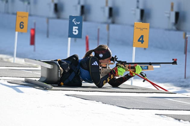 Para Biathlon - Milano Cortina 2026 Paralympic Winter Olympics: Women s Individual Sitting Anja WICKER (GER) competes in the Para Biathlon Women s Individual Sitting at Tesero Cross-Country Skiing Stadium during the Paralympic Winter games, Winterspiele,Spiele, Summer games in Tesero, Italy, on March 8, 2026 Tesero Trento Italy  Copyright: xRanjithxKumarx originalFilename:kumar-paralymp260308_npZgt.jpg