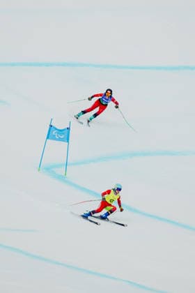 PARALYMPICS - Winter Paralympics Milano Cortina 2026 CORTINA D AMPEZZO,ITALY,10.MAR.26 - PARALYMPICS, ALPINE SKIING - Paralympic Winter games, Winterspiele,Spiele, Summer games Milano Cortina 2026, Super Combined, women. Image shows Veronika Aigner (AUT) and Lilly Sammer (AUT).  GEPAxpictures xMaticxKlansek