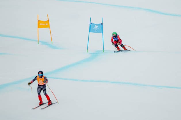 PARALYMPICS - Winter Paralympics Milano Cortina 2026 CORTINA D AMPEZZO,ITALY,10.MAR.26 - PARALYMPICS, ALPINE SKIING - Paralympic Winter games, Winterspiele,Spiele, Summer games Milano Cortina 2026, Super Combined, women. Image shows Elina Stary (AUT) and Stefan Winter (AUT).  GEPAxpictures xMaticxKlansek