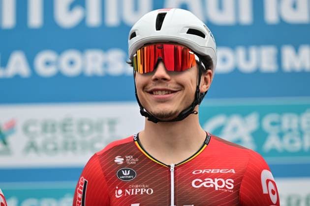 Belgian Arnaud De Lie of Lotto-Intermarche pictured at the start of the second stage of the Tirreno-Adriatico cycling race, from Camaiore to San Gimignano (206 km), Italy, Tuesday 10 March 2026. DIRKxWAEM  x167030178x