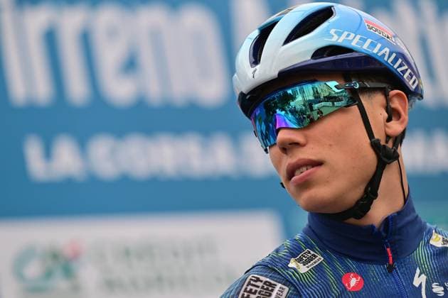 French Paul Magnier of Soudal Quick-Step pictured at the start of the second stage of the Tirreno-Adriatico cycling race, from Camaiore to San Gimignano (206 km), Italy, Tuesday 10 March 2026. DIRKxWAEM  x167031021x
