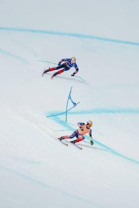 PARALYMPICS - Winter Paralympics Milano Cortina 2026 CORTINA D AMPEZZO,ITALY,10.MAR.26 - PARALYMPICS, ALPINE SKIING - Paralympic Winter games, Winterspiele,Spiele, Summer games Milano Cortina 2026, Super Combined, men. Image shows Johannes Aigner (AUT) and Nico Haberl (AUT).  GEPAxpictures xMaticxKlansek
