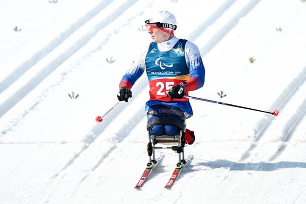 ITALY, TESERO - MARCH 10, 2026: Ivan Golubkov of Russia competes in a men s para cross-country skiing sitting sprint at Tesero Cross-Country Stadium during the 2026 Winter Paralympic Games 2026 Winter Paralympics: Para Cross-Country Skiing  - ZUMAt113 20260310_zaa_t113_028 Copyright: xMikhailxTereshchenkox