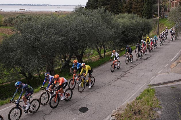 in the center Ganna Filippo Of Ineos Grenadiers and Van Der Poel Mathieu Of Alpecin-Premier Tech during the 206-kilometer Stage 2 of the Tirreno-Adriatico cycling race from Camaiore to San Gimignano - Italy - Tuesday, March 10, 2026. - cycling .  Copyright: xMarcoxAlpozzi LaPressex