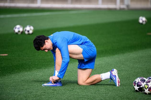 LEVERKUSEN, GERMANY - 10 MARCH, 2026: Ibrahim Maza - Practice. The match of UEFA Champions League Bayer Leverkusen vs Arsenal London at BayArena.  Copyright: xVitaliixKliuievx
