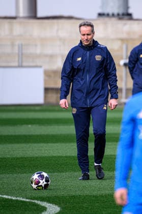 LEVERKUSEN, GERMANY - 10 MARCH, 2026: Kasper Hjulmand - Practice. The match of UEFA Champions League Bayer Leverkusen vs Arsenal London at BayArena.  Copyright: xVitaliixKliuievx