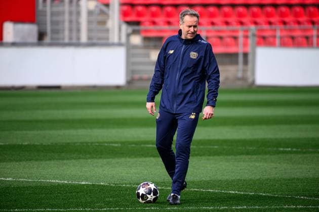 LEVERKUSEN, GERMANY - 10 MARCH, 2026: Kasper Hjulmand - Practice. The match of UEFA Champions League Bayer Leverkusen vs Arsenal London at BayArena.  Copyright: xVitaliixKliuievx