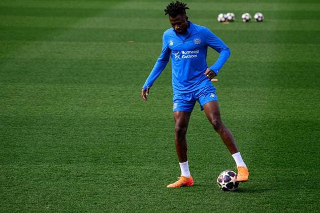 LEVERKUSEN, GERMANY - 10 MARCH, 2026: Edmond Tapsoba - Practice. The match of UEFA Champions League Bayer Leverkusen vs Arsenal London at BayArena.  Copyright: xVitaliixKliuievx